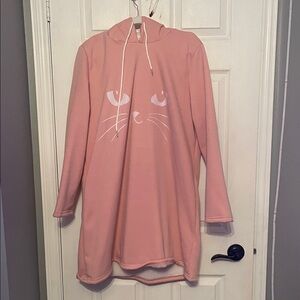 Pink Cat Face Hoodie Dress